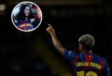 صديقة لامين جمال تظهر على مقاعد بدلاء برشلونة وغرفة تغيير الملابس بعد الفوز على أولمبياكوس (صور)