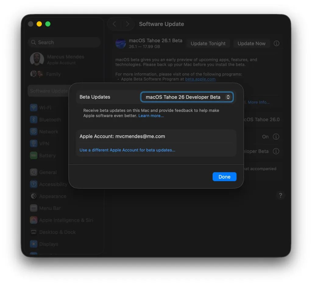 Apple تطلق نظام التشغيل macOS Tahoe 26.1 RC 6 1761682198 830 macos 26 1 beta