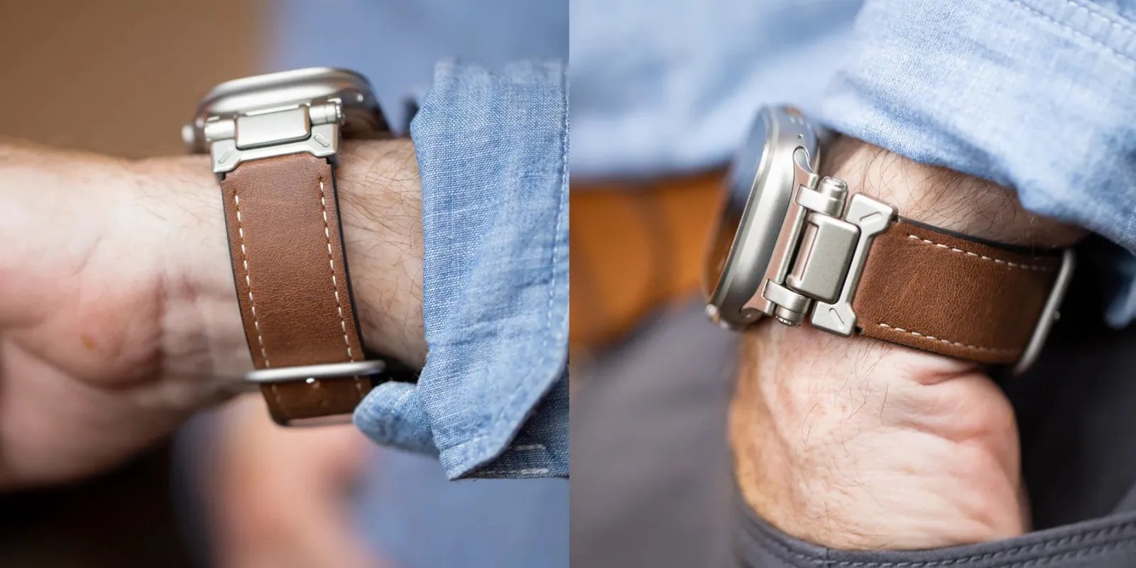 Burton Goods Titanium Leather Band for Apple Watch Ultra hero