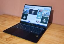 HP Elitebook Ultra open screen on table.