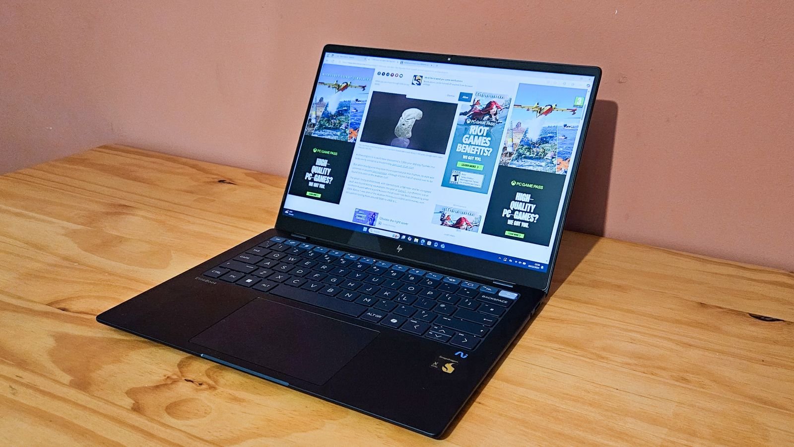 HP EliteBook Ultra 14 G1q review: Fantastic in every way apart from its underwhelming screen 13 HP Elitebook Ultra open screen on table.