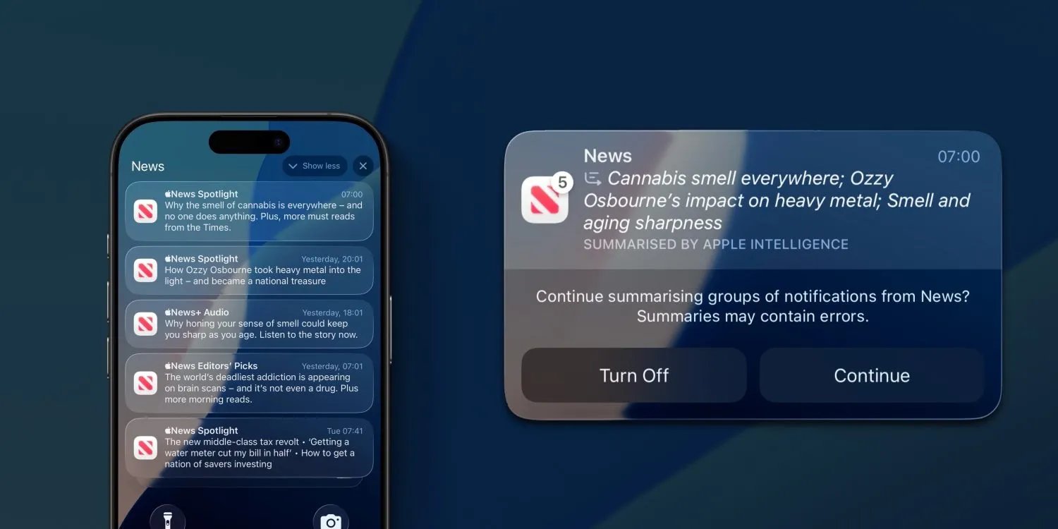 أعاد iOS 26 ميزة الذكاء الاصطناعي المثيرة للجدل، وإليك الميزات الجديدة 6 ai news summaries ios 26