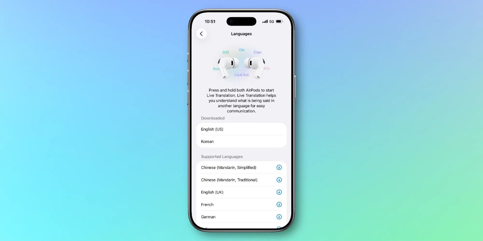 airpods live translation
