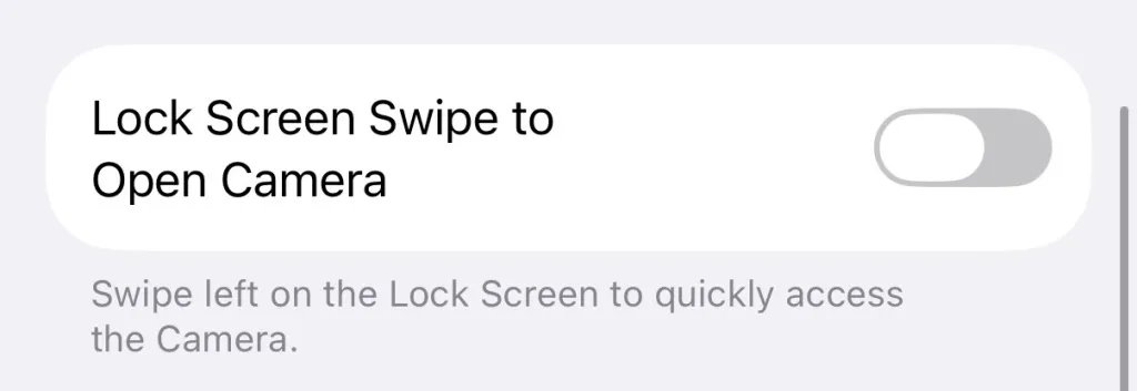 camera swipe