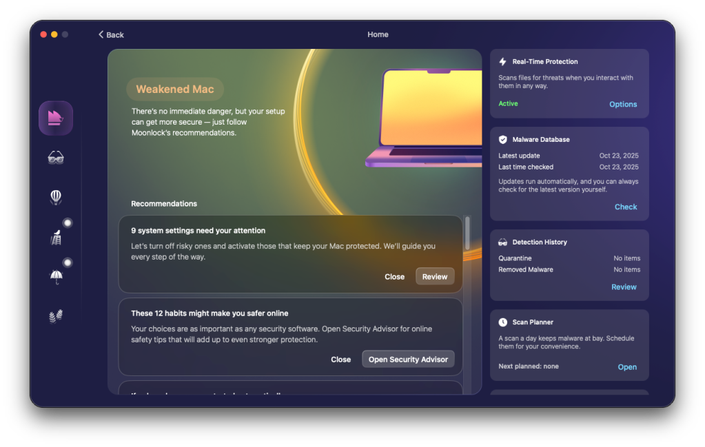 يُطلق MacPaw Moonlock، وهو تطبيق أمان مستقل لنظام التشغيل macOS مع حماية في الوقت الفعلي ورؤى ذكية وشبكة VPN مدمجة والمزيد 3 home