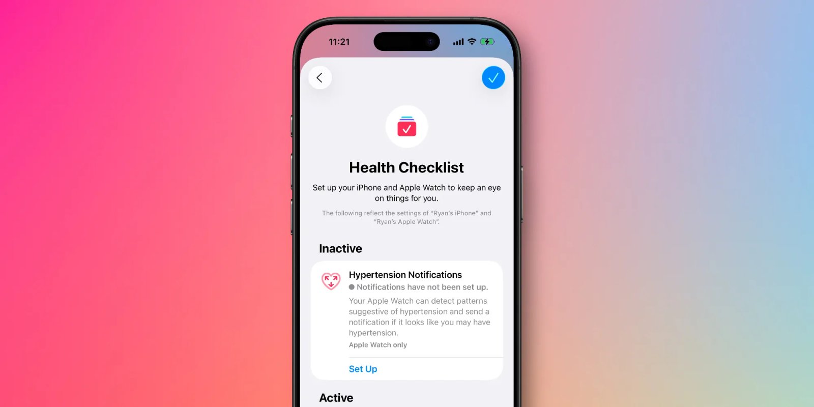 hypertension setup health app