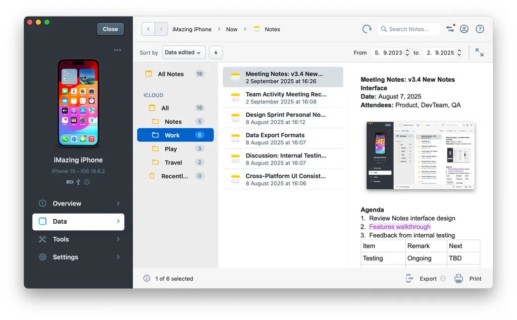 iMazing 3.4: استمتع بالتحكم الاحترافي في جهاز iPhone الخاص بك مع خصم 20% 2 imazine 34 notes