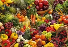 a spread of fresh fruits and vegetables