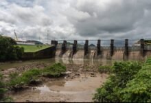 Low water levels outside the Miraflores locks of the Panama Canal near Panama City, Panama, on Friday, Nov. 3, 2023.