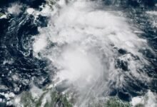 a satellite image of Tropical Storm Melissa