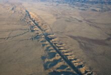 Aerial of the San Andeas Fault.