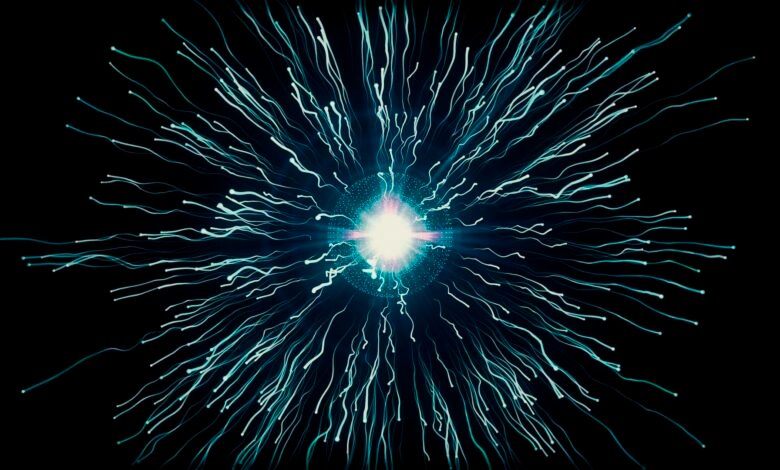 فيزياء الجسيمات: حقائق عن الجسيمات الأولية التي تشكل عالمنا 1 an abstract illustration depicting the collision of subatomic particles