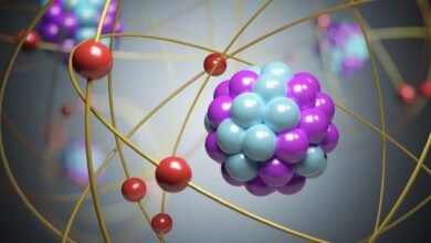 A 3D rendering of atoms