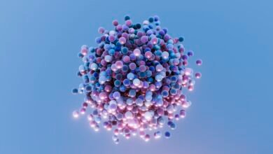 An illustration of small particles gathered together in an orb