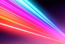 An abstract illustration of rays of colorful light