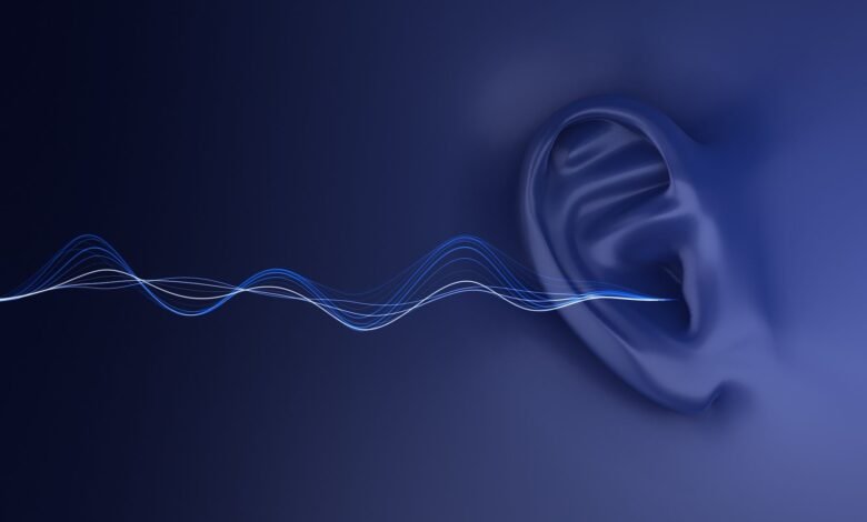 يمكن للأشعة ذاتية الانحناء توصيل موجات صوتية إلى أذنك فقط وسط حشد من الناس 1 an illustration of sound waves traveling to an ear