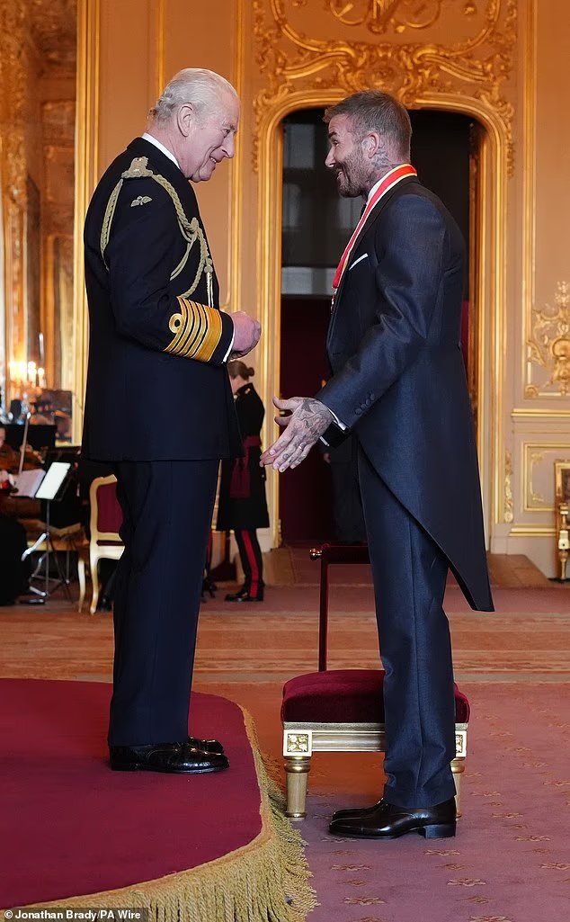 Arise, Sir David! Beckham finally receives his knighthood for services to sport and charity as former footballer arrives at Windsor Castle with wife Victoria and his parents 1 103574899 15256733 image a 11 1762255724881