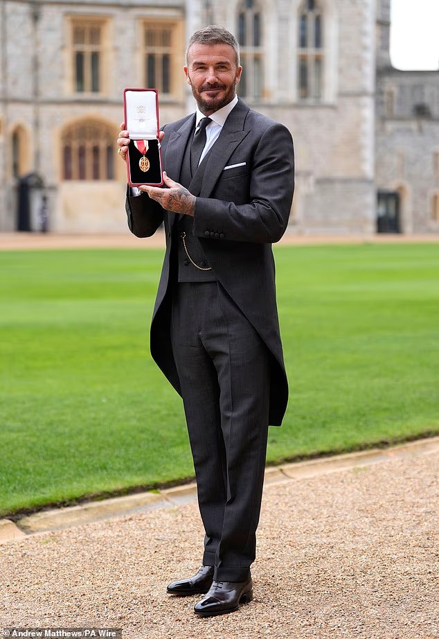 Arise, Sir David! Beckham finally receives his knighthood for services to sport and charity as former footballer arrives at Windsor Castle with wife Victoria and his parents 12 103575801 15256733 image m 47 1762257942838