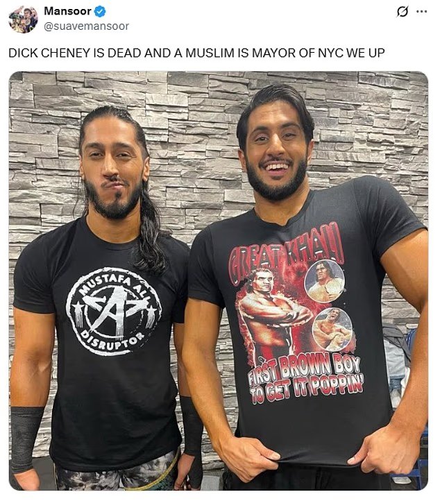 مصارع يحتفل بوفاة ديك تشيني في يوم انتخاب زهران ممداني بمنشور ملتوي على وسائل التواصل الاجتماعي