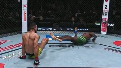 شاهد.. مقاتل برازيلي يسقط متحديه بضربة قاضية بالركبة!