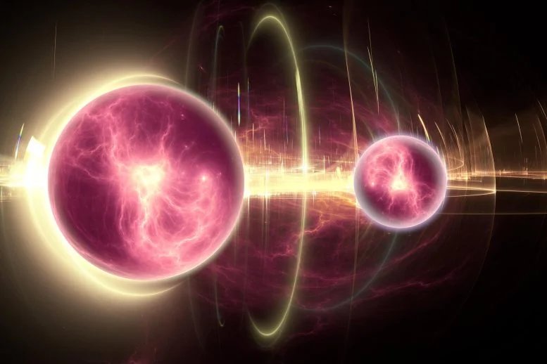 العلماء ينقلون المعلومات بين الفوتونات البعيدة لأول مرة 1 Abstract Quantum Mechanics Particle Entanglement