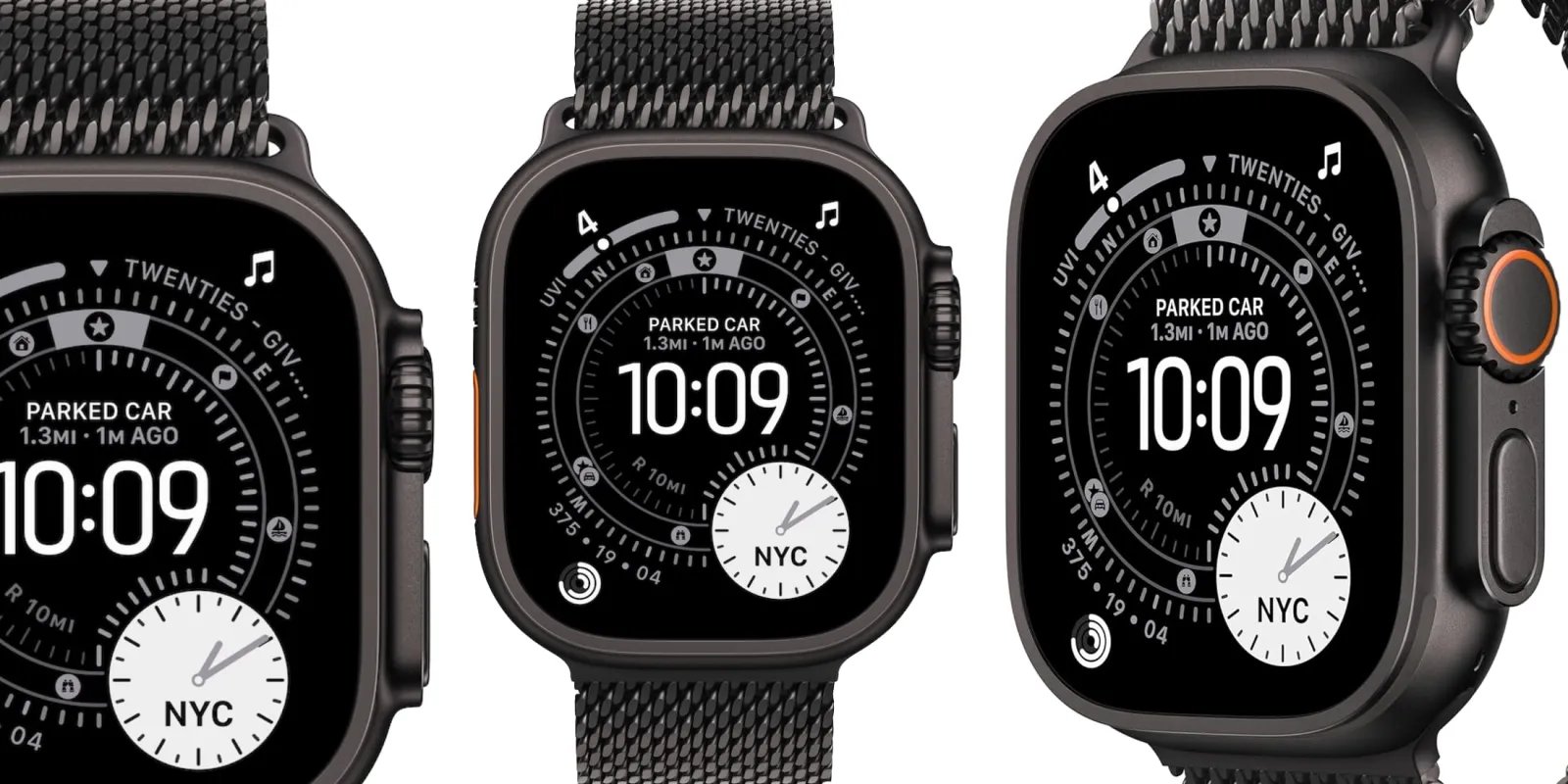 Black Titanium Apple Watch Ultra 3 with the black Titanium Milanese Loop 01