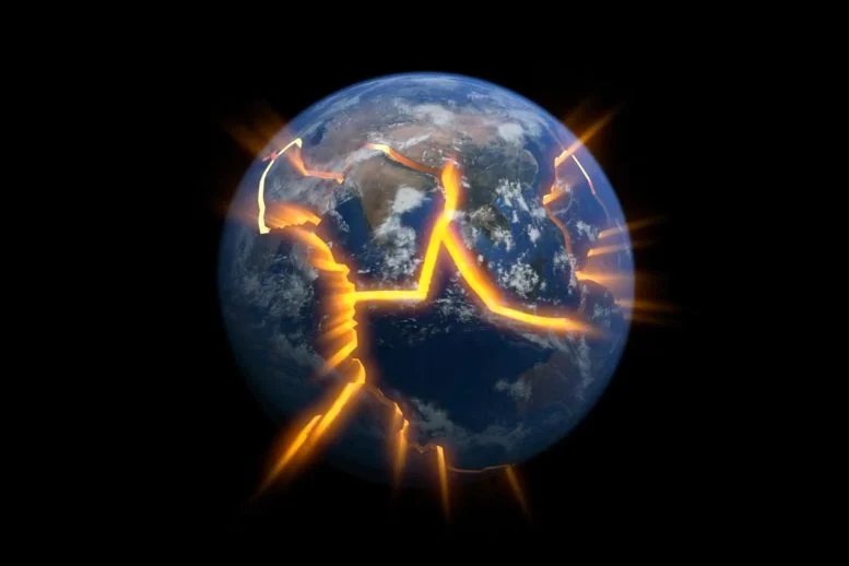 Earth Glowing Tectonic Plates