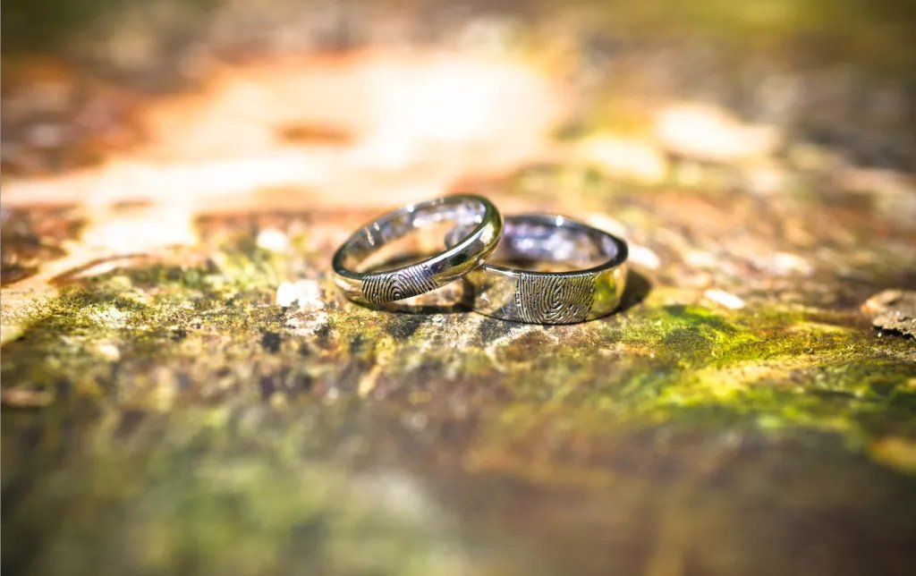 Wedding ring shot taken with a macro lens on a DSLR