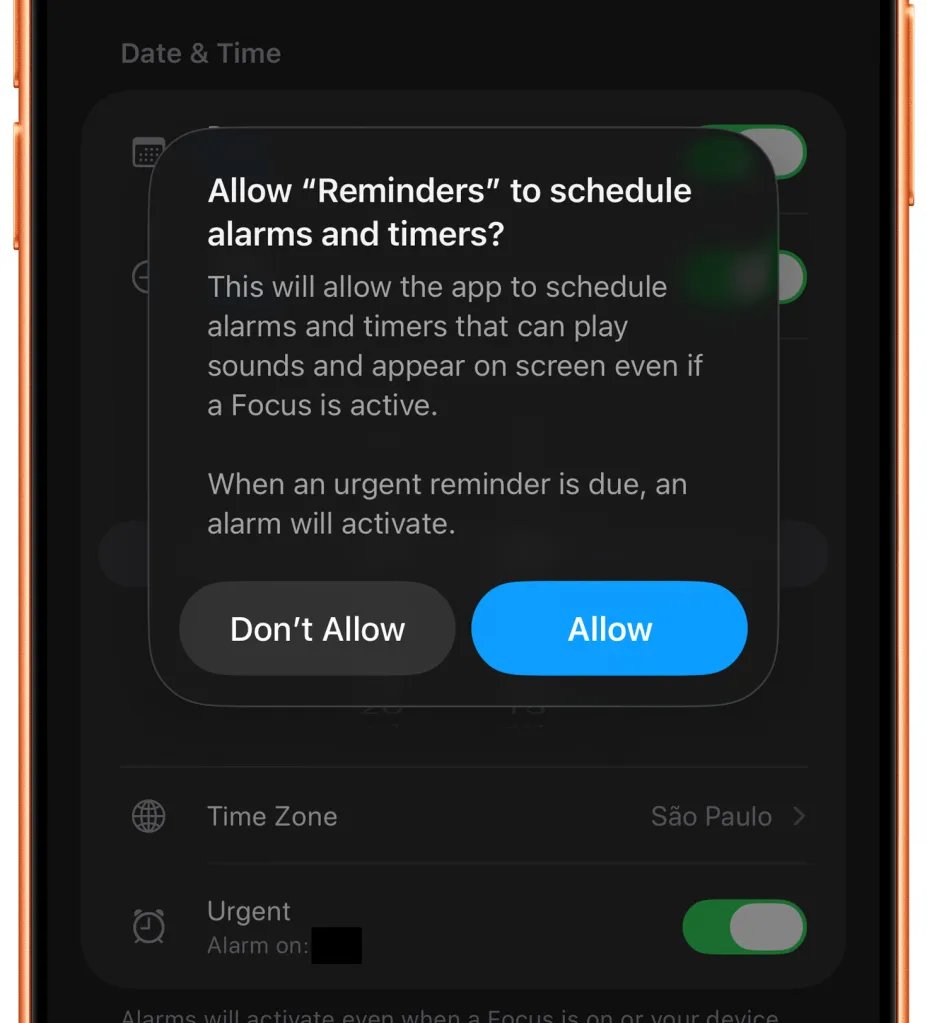 سيتيح لك iOS 26.2 ضبط المنبهات والموقتات للتذكيرات 2 ios 26 alarm reminders permission