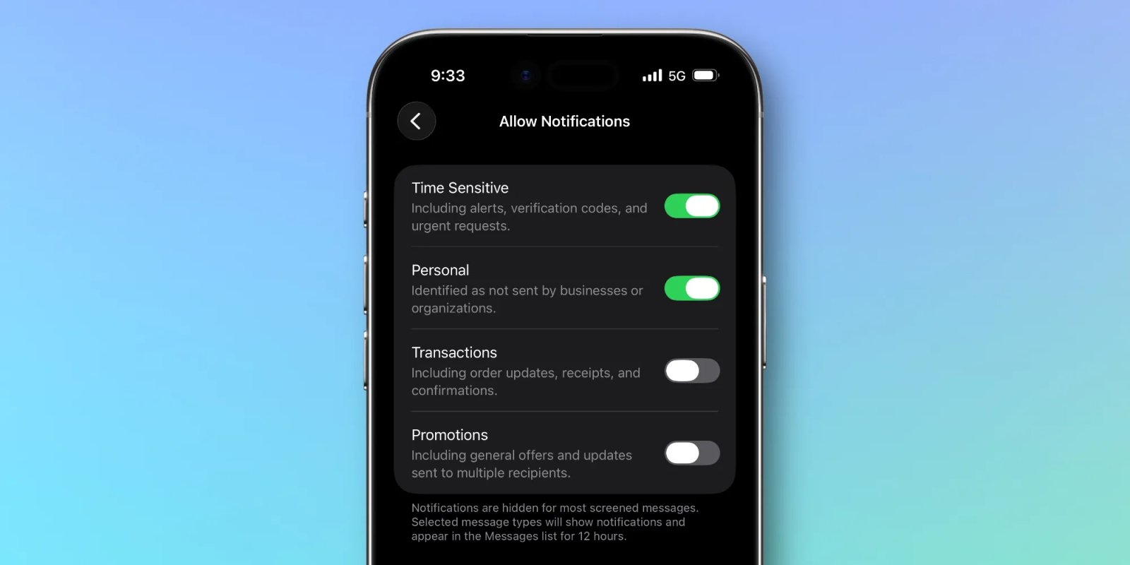 messages screen unknown senders