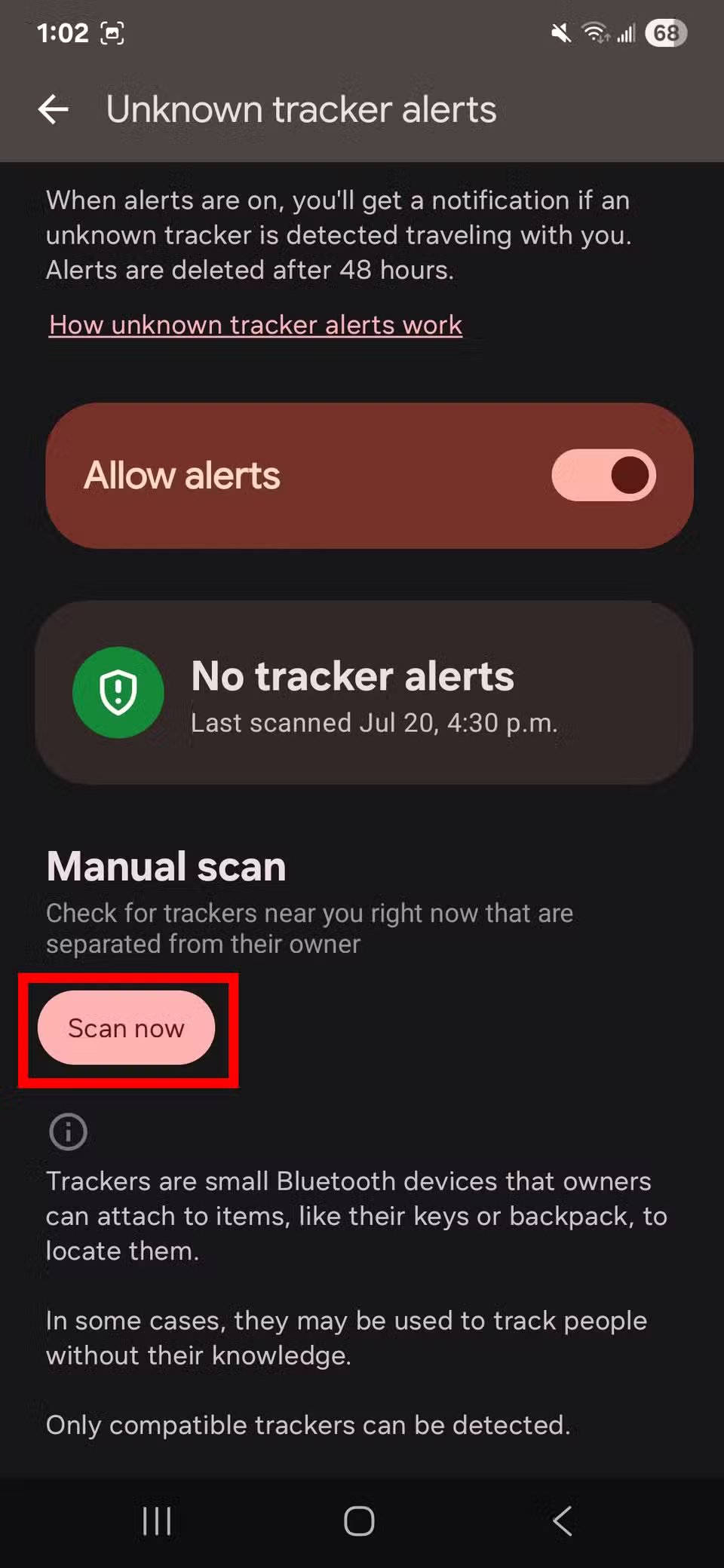 كيفية العثور على Aiags وأجهزة تتبع البلوتوث الأخرى باستخدام هاتف Android الخاص بك 6 samsung oneui7 android 15 scan now