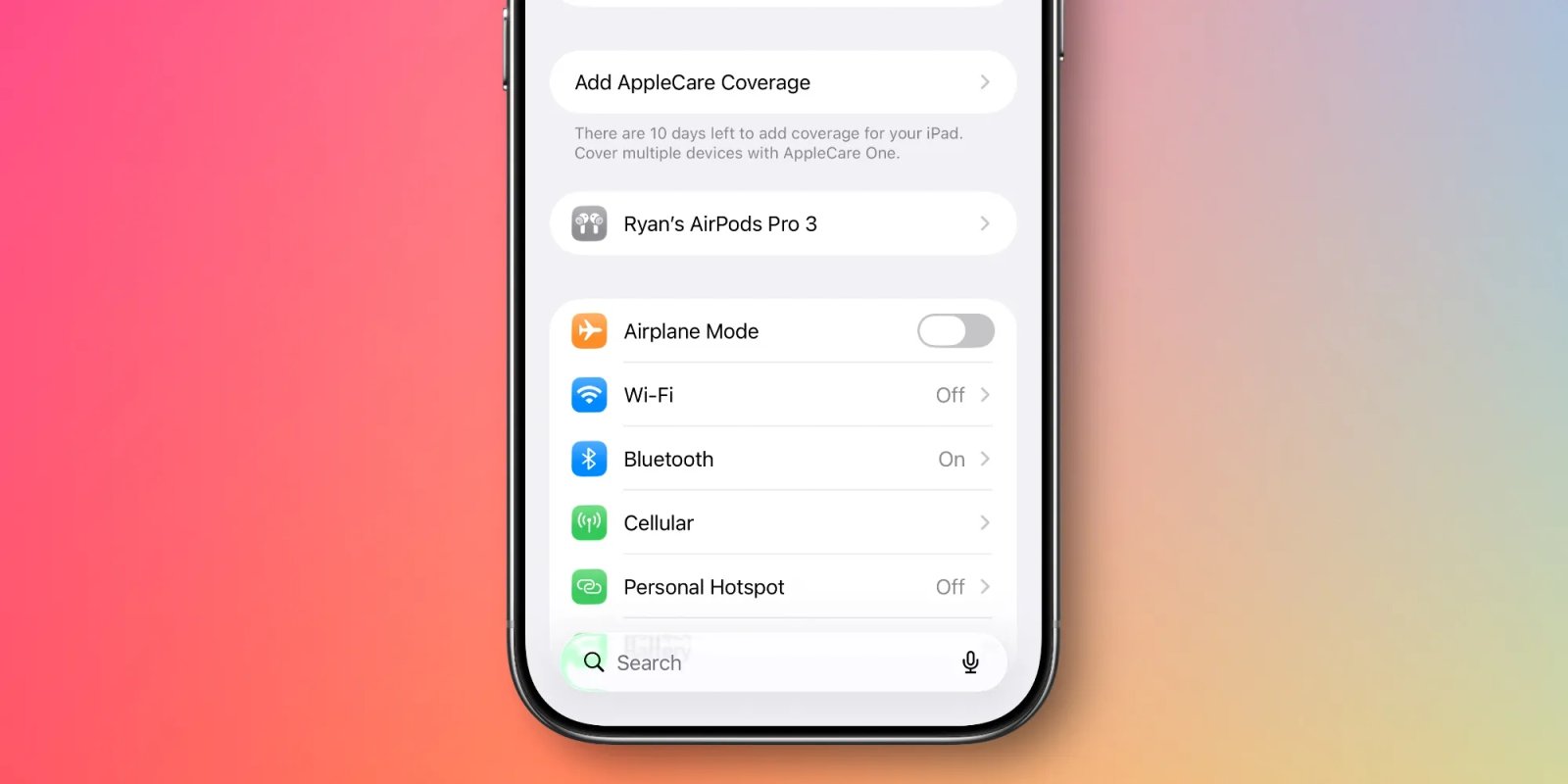 كيفية معرفة متى يتم تحديث البرنامج الثابت لـ AirPods على جهاز iPhone الخاص بك 2 settings airpods panel