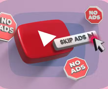 1768216244 373 illustration of the youtube logo with a cursor on the skip ads button