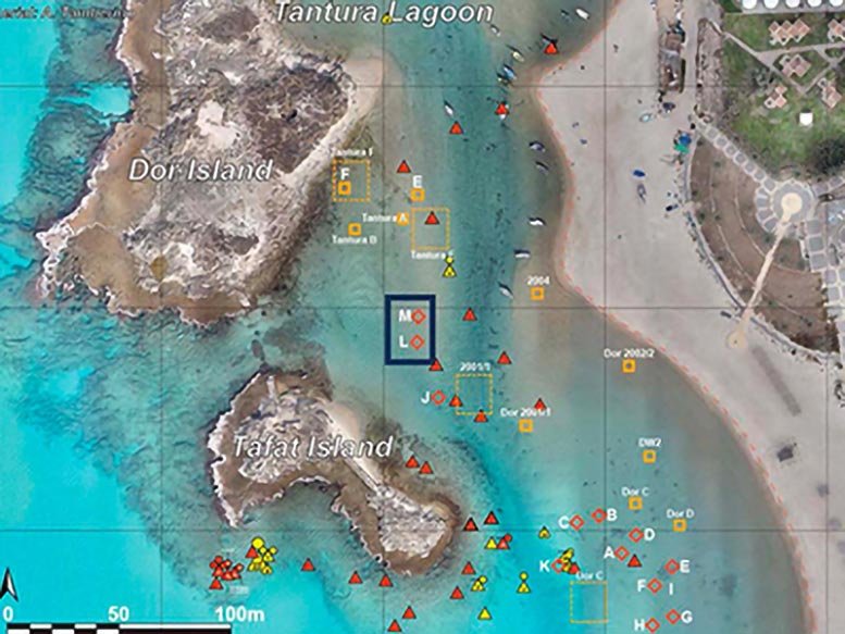 Map of the Dor and Tantura Lagoon Shows the Location of Iron Age Harbor Remains