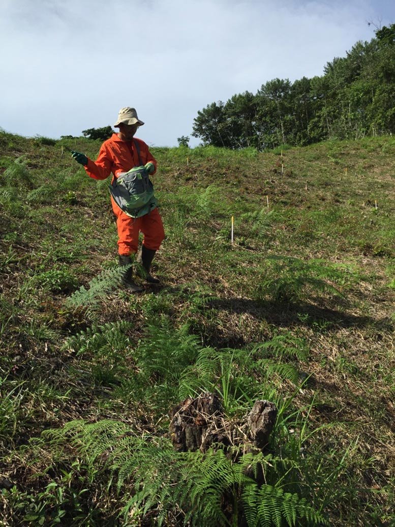 Team Member Spreads Fertilizer