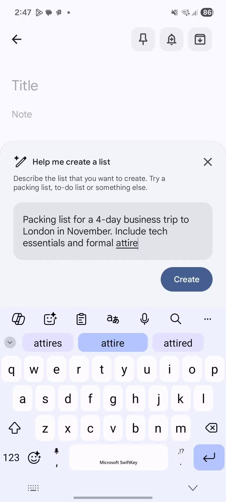 gemini in google keep 1
