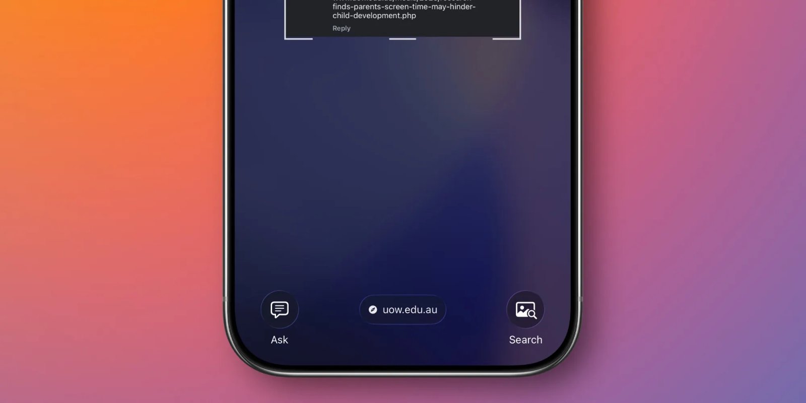 ios 26 screenshots link url visual intelligence