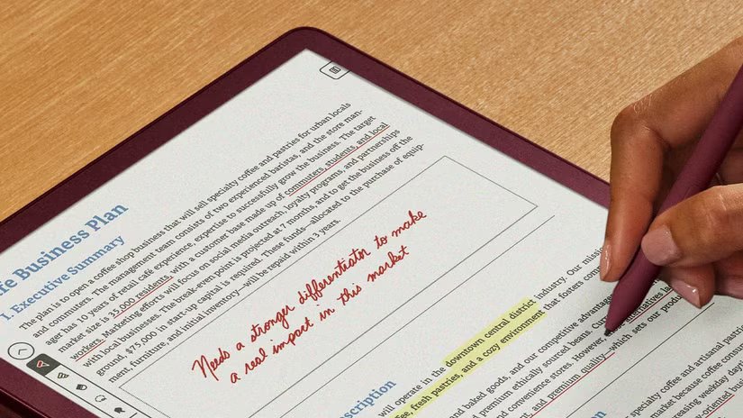 kindle scribe colorsoft in use desk hand 2 1