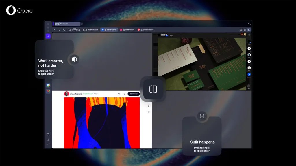 opera one r3 split screen