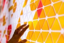 Tessellation Plane Colored Triangles Hand