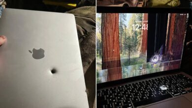 يوقف جهاز Soldier M1 MacBook Air شظايا قذيفة مدفعية، لكنه لا يزال يعمل