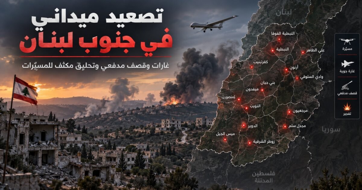 عاجل منصة اجواء:تصعيد ميداني واسع في جنوب لبنان: غارات وقصف مدفعي وتحليق مكثف للمسيّرات #انفوغراف