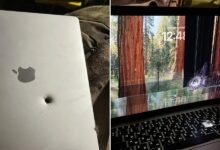 يوقف جهاز Soldier M1 MacBook Air شظايا قذيفة مدفعية لكنه لا يزال يعمل